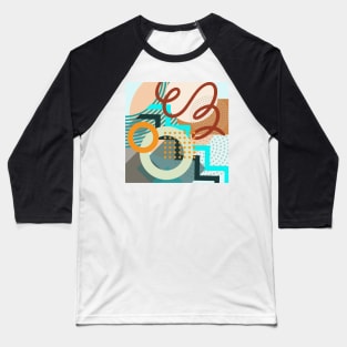 Modern Geometric Pattern Aqua Terracotta Style Baseball T-Shirt